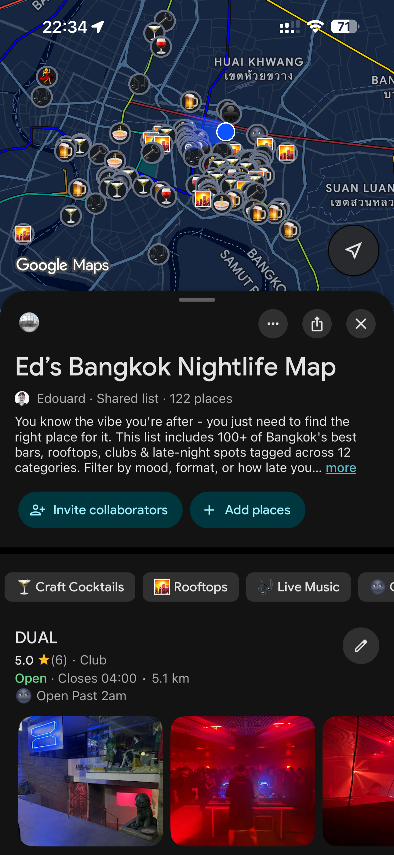 Ed's Bangkok nightlife list open in Google Maps